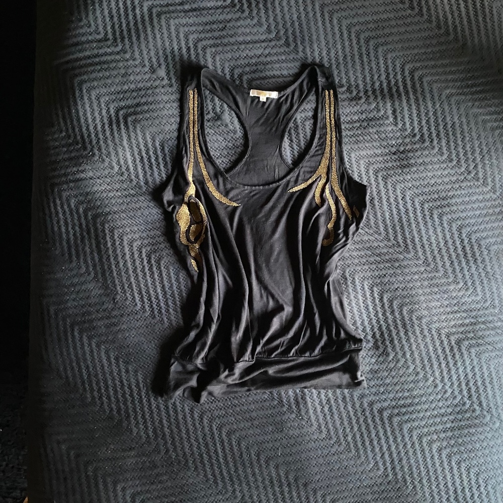 Original Y2K Vintage Beaded Tank Black Sz Small Fairycore Festival Whimsigoth